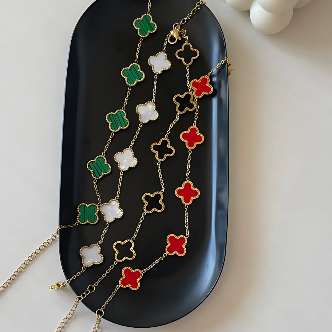 Pulsera Trebol Van Cleef | Baño de Oro 18k | Incluye Caja de Lujo