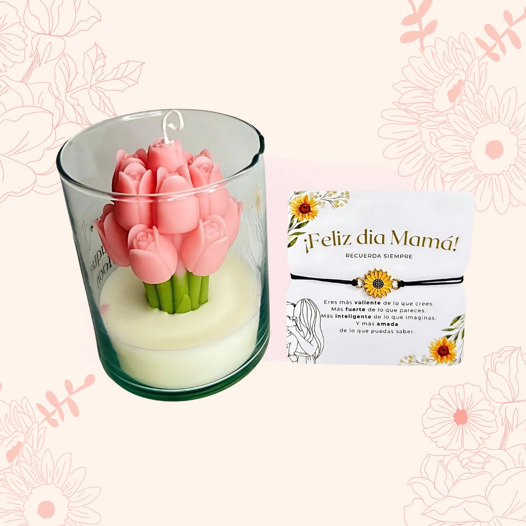 Flor de Luz – Flor Realista con Aroma + Pulsera BrillaMamá🌻💖