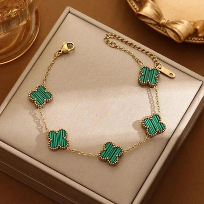 Pulsera Trebol Van Cleef | Baño de Oro 18k | Incluye Caja de Lujo