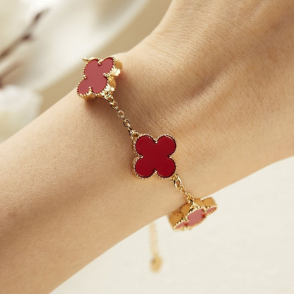 Pulsera Trebol Van Cleef | Baño de Oro 18k | Incluye Caja de Lujo
