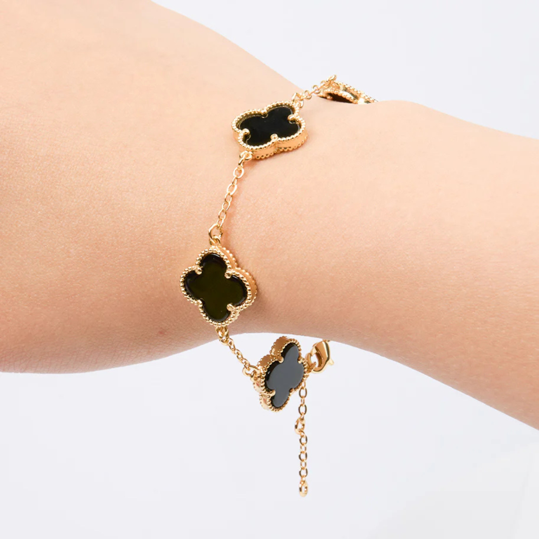 Pulsera Trebol Van Cleef | Baño de Oro 18k | Incluye Caja de Lujo