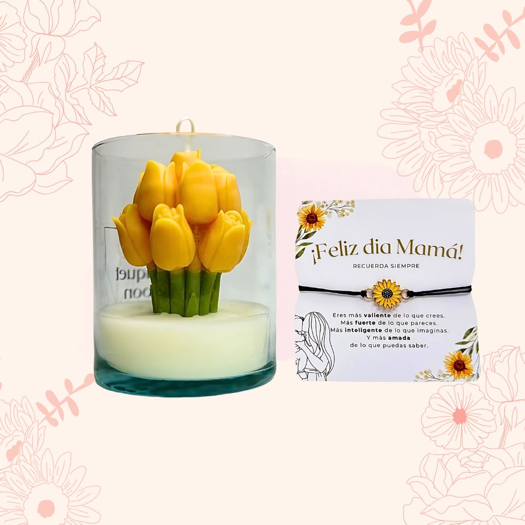 Flor de Luz – Flor Realista con Aroma + Pulsera BrillaMamá🌻💖
