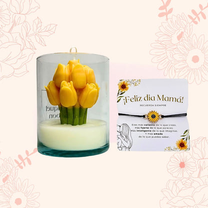Flor de Luz – Flor Realista con Aroma + Pulsera BrillaMamá🌻💖